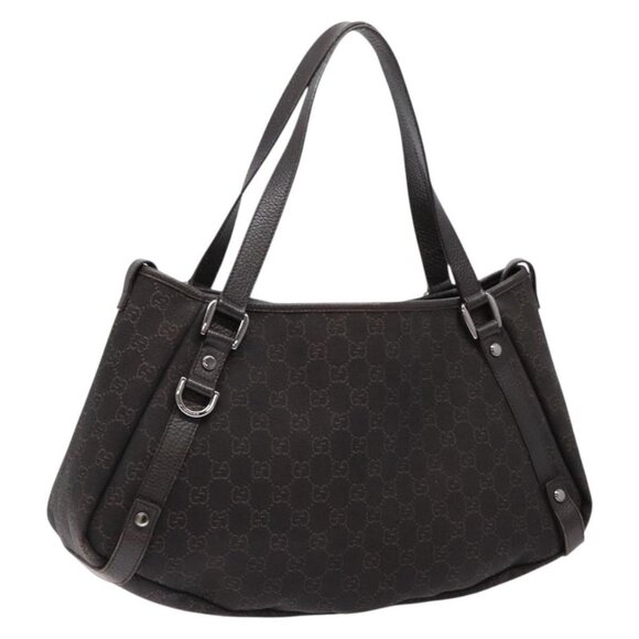 GUCCI GG Canvas Abbey Tote Bag Outlet Brown Silver 293578 Auth 135375 - Picture 1 of 16
